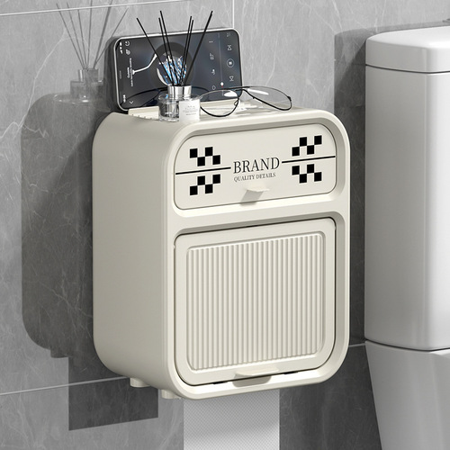 Bathroom toilet paper box toilet paper towel box waterproof wall-mounted punch-free toilet paper storage rack roll paper