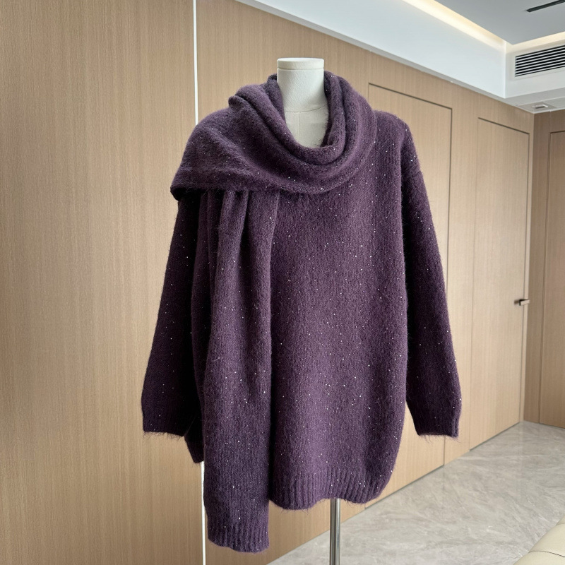 Schnei New Year and Christmas Outfit Red Sweater for Women, Autumn and Winter Loose and Lazy Mid-Length V-Neck Knitted Top