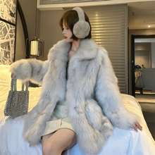 草狐狸毛年轻新款毛毛2024皮毛一体外套女中长款冬环保皮大衣爆款