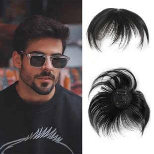 Cross-border hot men's head replacement block to increase hair volume invisible fit scalp high temperature wire manufacturers wholesale