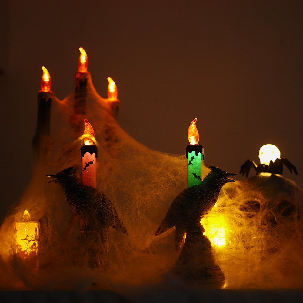 Halloween cuervo lámpara LED lámpara de vela luminosa electrónica fantasma día de terror decoración atmósfera decoración accesorios lámpara de noche