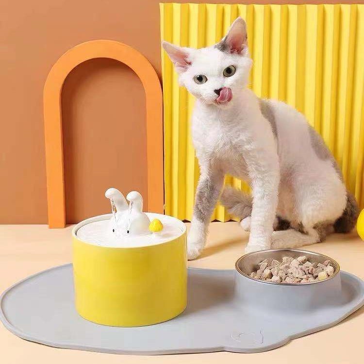 Dispensador de agua para mascotas dispensador automático de agua dispensador de agua de gato de cerámica que fluye boca no húmeda circulación suministros para perros hervidor de agua