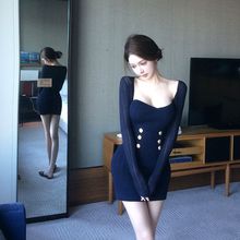 法式 比弗利名媛 金扣小香针织包臀裙开衫套装服装