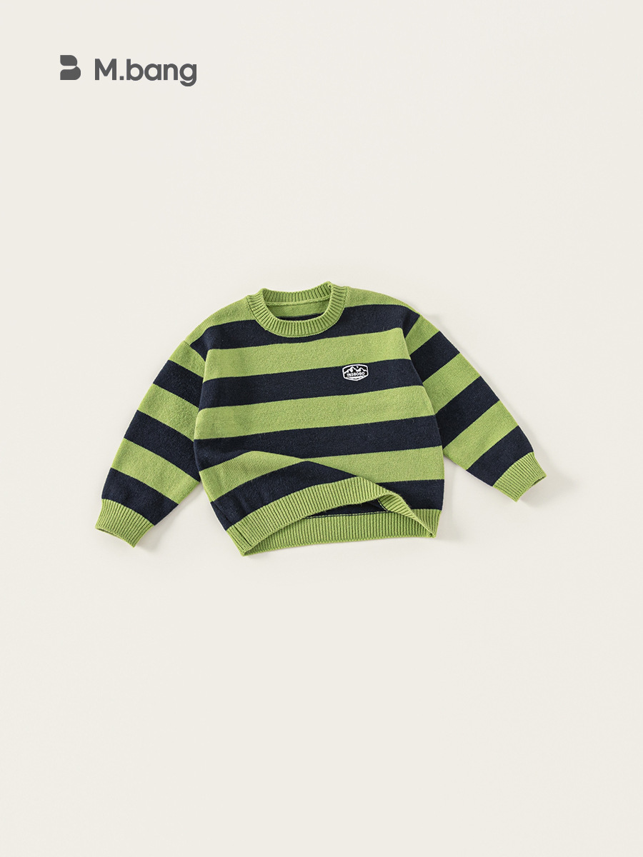 Ropa infantil Youbao, suéteres de estilo coreano para niños de primavera y otoño, suéter a rayas con bloques de color, suéter moderno de manga larga para niños. image 3