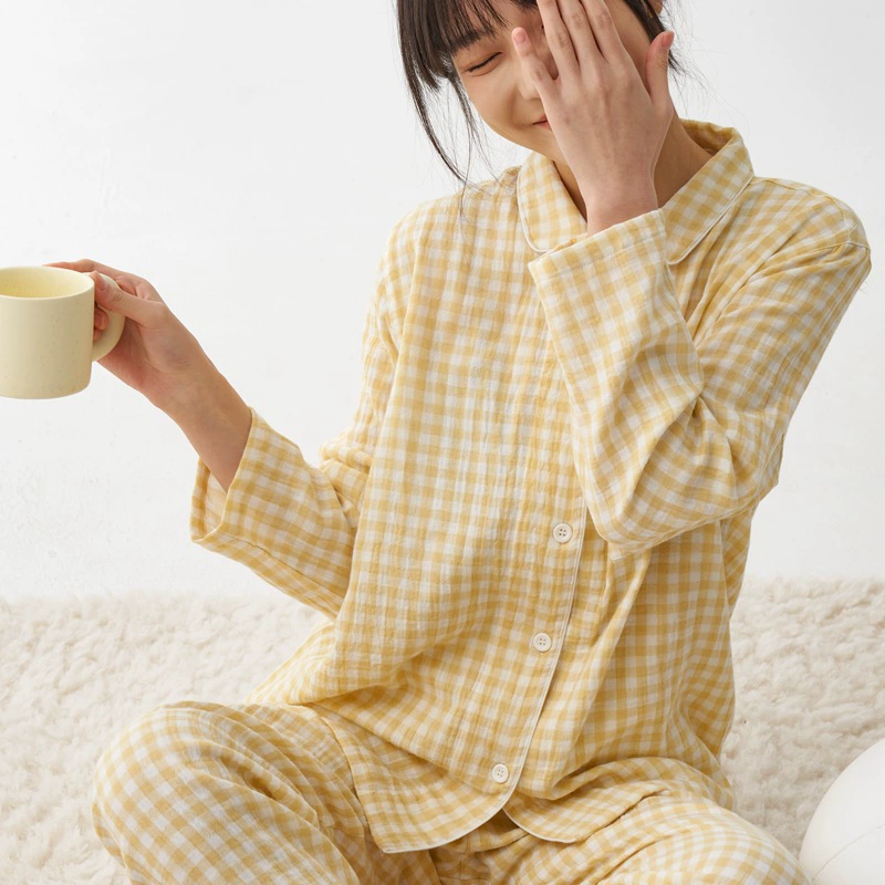 Неченый японский хороший двухслойный марлевые пижамы для мужчин и женщин