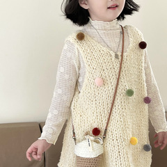 Yuyu Princess Lace Camisole Top for Girls - Spring New Arrival Korean Style Bamboo Leaf Edge Lace Bodysuit for Little Girls