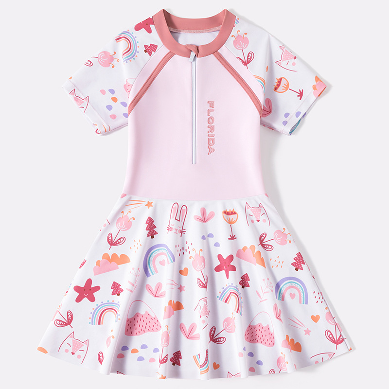 Swimwear Kids Girls Junior High School Students Conservative Siaman 2024 New Style Big Kids Girls Professional Surfing Swimming Equipment