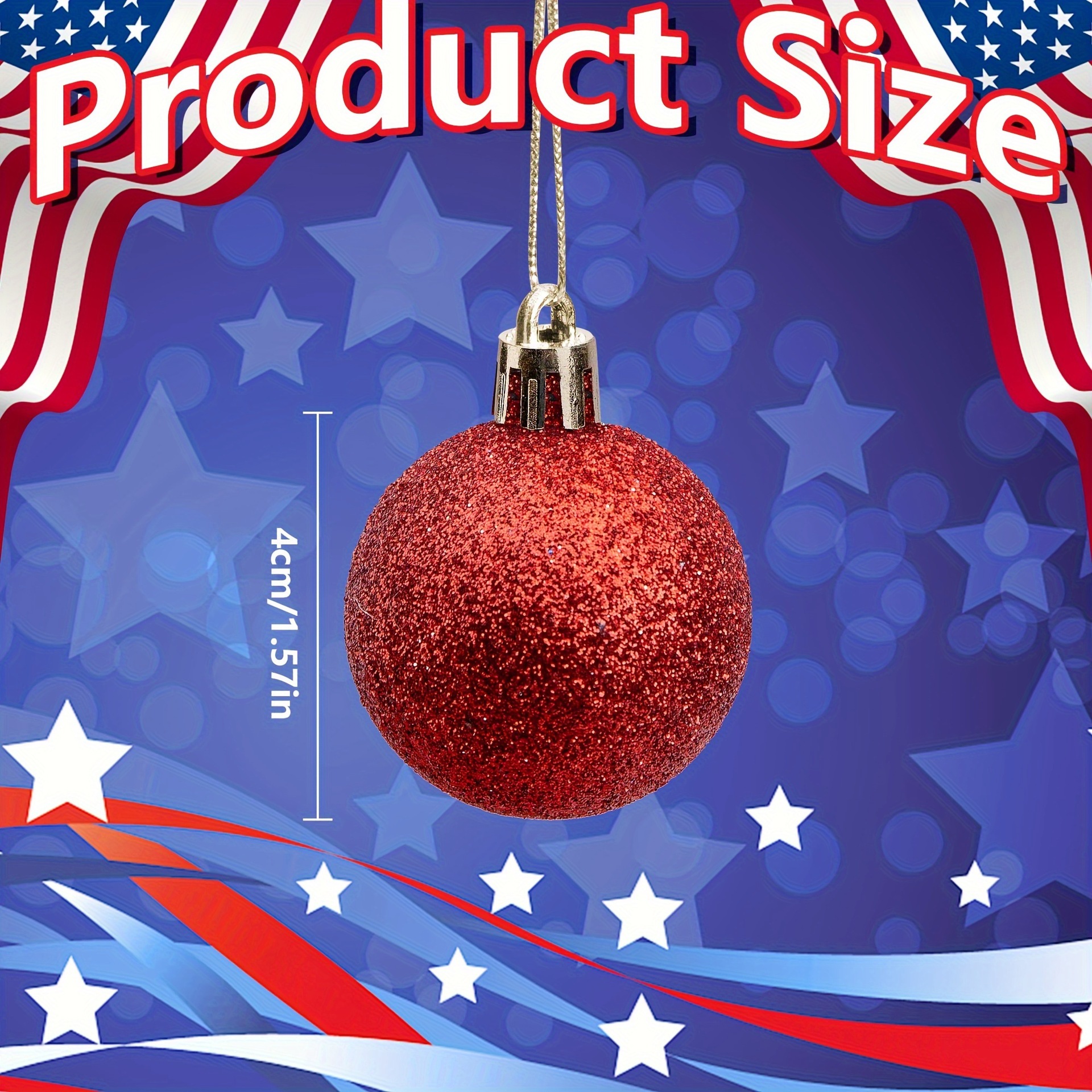 Día de la Independencia de EE. UU. Transfronterizo Día Nacional 4cm12 pack bola de brillo traje azul, blanco y rojo ambiente festivo bola de Navidad