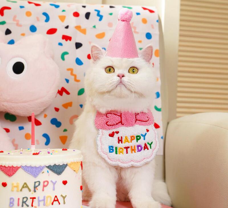 宠物狗狗猫咪生日派对装饰装扮围脖拍照道具围巾帽子围兜蛋糕蜡烛|undefined