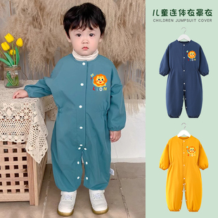 Children's One-Piece Coveralls, Cute Anti-Fouling and Anti-Dirty Baby Outer Wear, Long-Sleeved Crawling Clothes for Men and Women, Breathable and Wear-Resistant