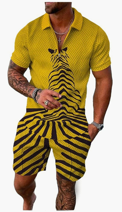 Nuevo europeo y americano transfronterizo de los hombres 3 Polo camisa traje de solapa de manga corta Jersey casual camiseta de los hombres de una sola pieza de entrega
