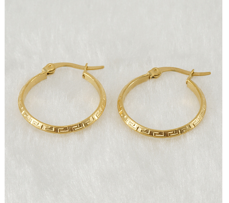Simple Style Round Stainless Steel Hoop Earrings Gold Plated Stainless Steel Earrings display picture 1