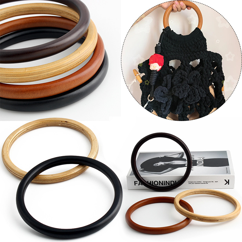 Cross-Border Special Supply Wooden Handle for Water Bucket Bags, Bag Accessories Gift Box Handle Accessories, 14cm Wooden Circular Handle