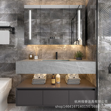 岩板一体双盆浴室柜组合现代智能卫生间洗漱台洗脸洗手台酒店卫浴
