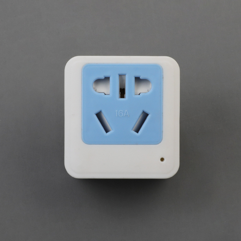 家用安全门转换器插座蓝白色带指示灯10A转16A三极大功率无线插头