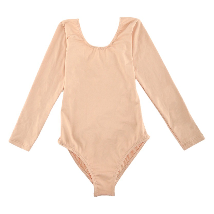 Ropa de fondo de color carne para niños ropa de práctica de baile invisible camisa de fondo para niñas medias gruesas de color de piel con forro polar alto cuello bajo