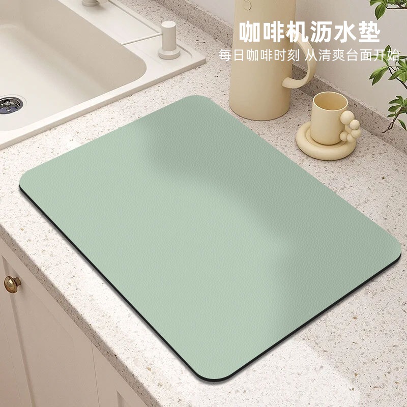 Cross-border coffee machine absorbent mat kitchen countertop drain mat technology leather diatom mud cushion desktop tea mat wholesale