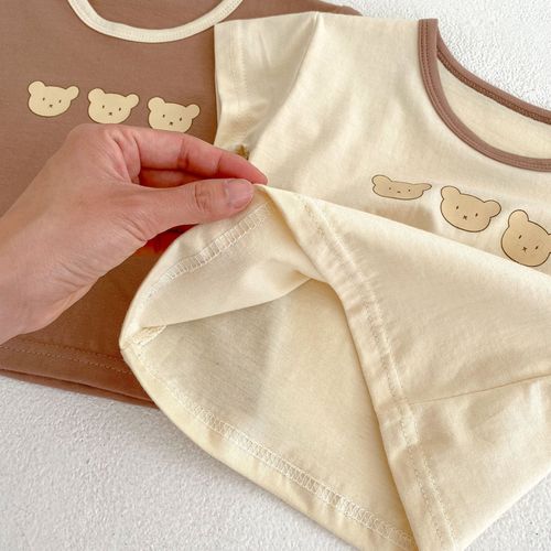 ins summer infant and toddler short-sleeved suit cute bear print T-shirt shorts two-piece baby sportswear suit