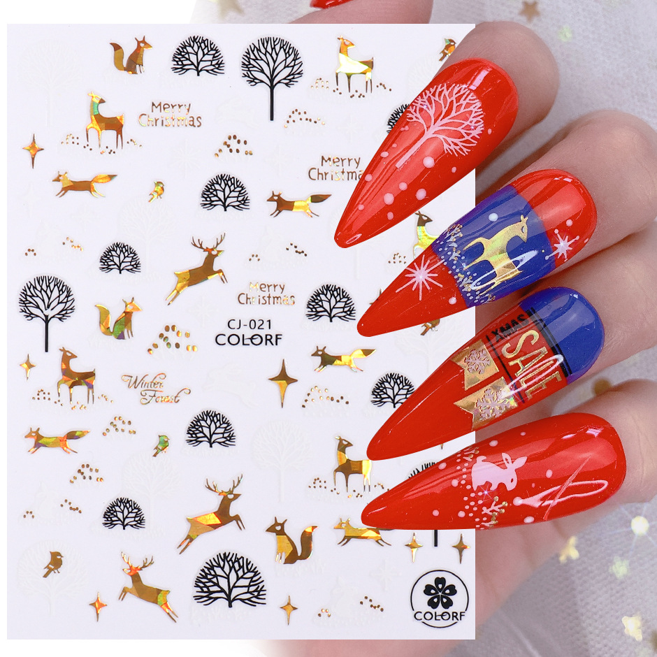 3g Weight Nail Patches Nail Supplies 1 Piece Quantity Santa Claus Pattern Simple Style Style Simple Style Santa Claus Paper Nail Patches 1 Piece 14