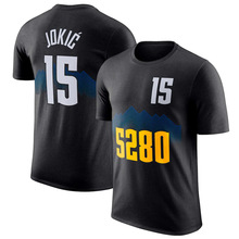 NBA篮球服训练运动球衣宽松烫花掘金队约基奇短袖T恤穆雷 跨境