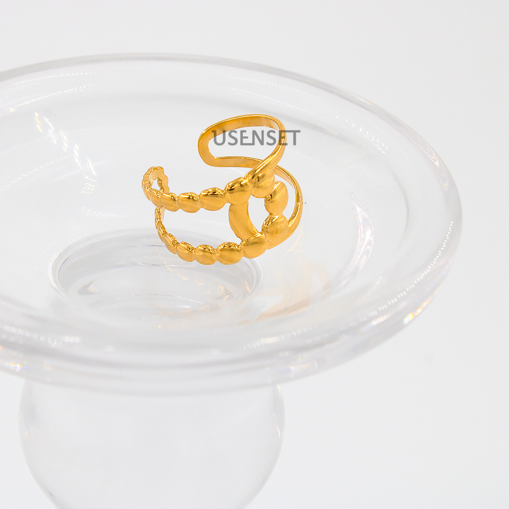 Simple Style Heart Shape Snake Stainless Steel Plating Open Ring 1 Piece