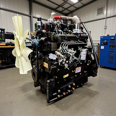 Tractor loader equipped with 4102 diesel engine, 2400 RPM, can be fitted with a hydraulic pump and power take-off interface