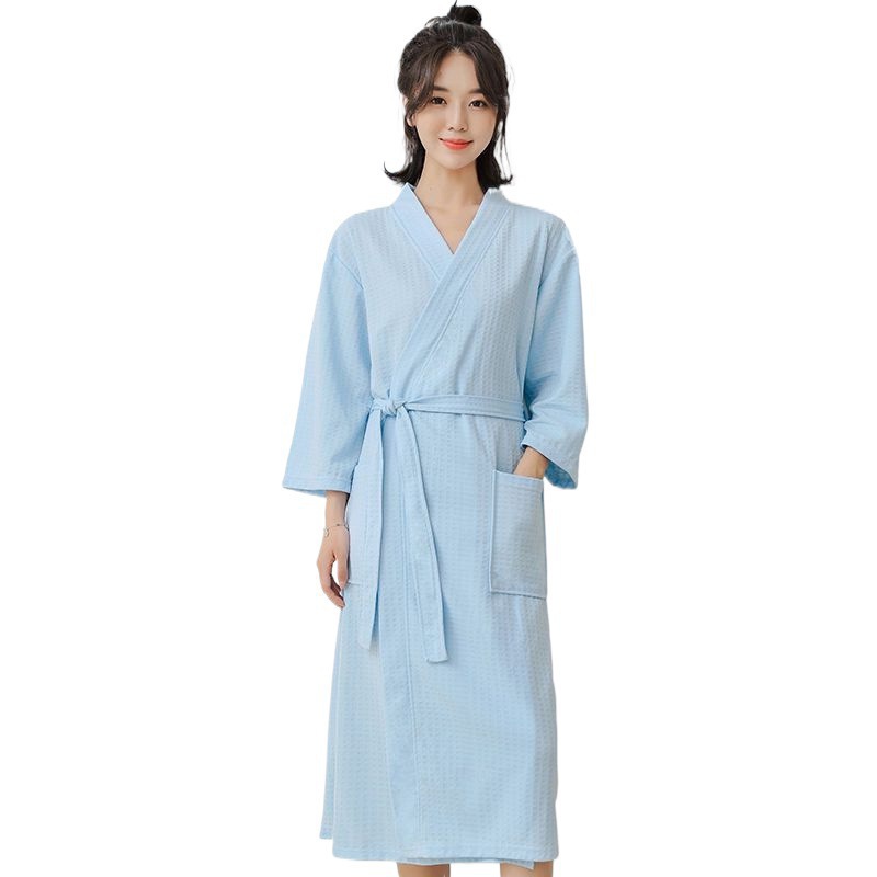 (2개) 여성의 긴 봄과 가을 얇은 남자 플러스 사이즈 호텔 잠옷 잠옷 흡수 목욕 가운 강이의 커플 쌍