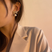 珍珠蝴蝶结耳钉女春季耳夹无耳洞韩国气质网红高级感耳饰设计耳环