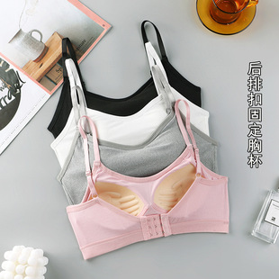 Threaded Solid Color Cotton Fixed Chest Pad Rear Buckle Sexy Chest Wrap Girl Student Sports Camisole Bra Underwear