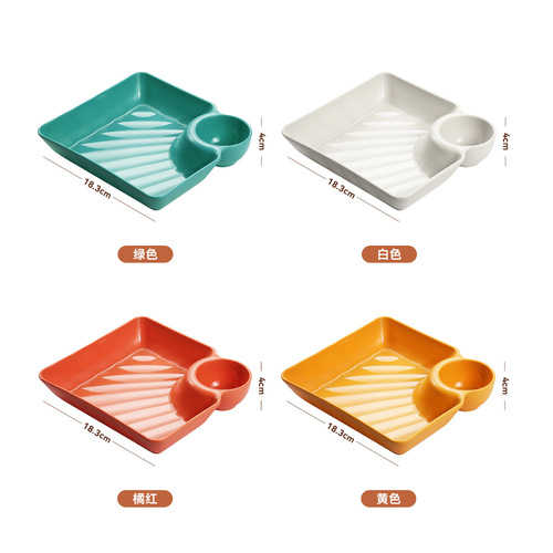 Cross-border hot sale Wheat straw multi-specification portable tableware set fruit and vegetable candy snack plate spit bone plate