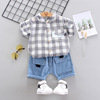 Summer clothing for boys, summer shirt, children's cartoon sleeves, set, 2021 collection, with short sleeve, wholesale