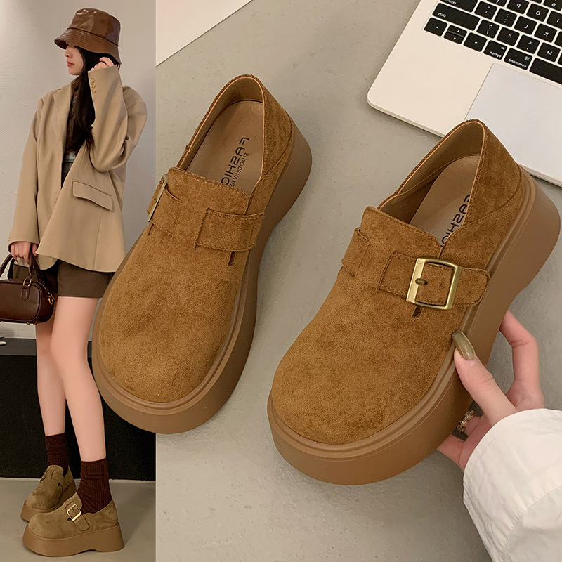 厚底高さアップビーンブーツ女性用2025春秋新作レディースシューズネットセレブ人気ブーツローファーシューズ|undefined
