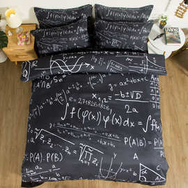 创意黑色床上四件套个性学霸函数数学公式男生1.5m床单潮流学生