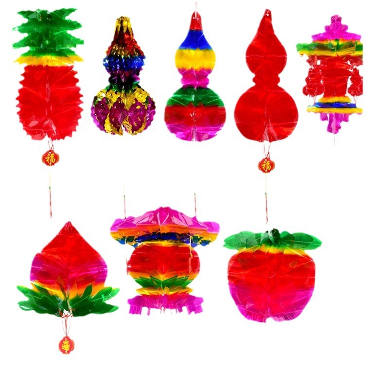 Festival del Dragón de mayo colorido cristal de papel plástico calabaza fruta panal de manzana piña ganancia fábrica de linternas al por mayor