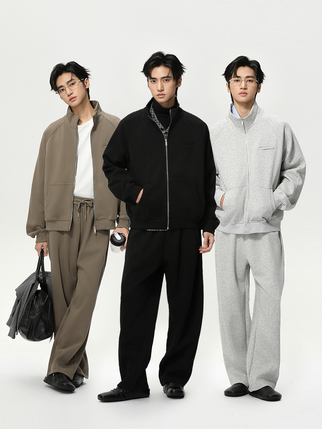 MTLCLOTHES Hombres| Coreano minimalista color sólido cardigan elástico cintura pantalones deportivos versátiles moda casual