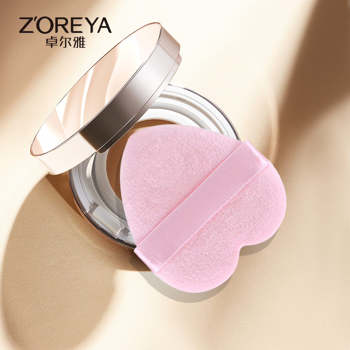 Polvo de polvo de polvo de polvo de polvo de flocado de doble cara, maquillaje sin polvo, amor, almohadilla de aire, herramientas de maquillaje al por mayor transfronterizas, maquillaje fijo