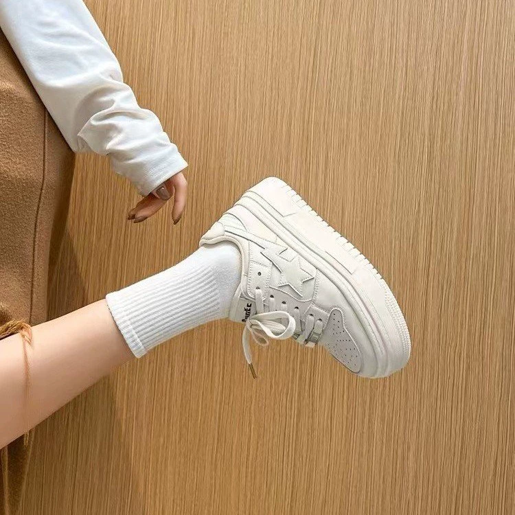 sports white shoes, summer universal sneakers platform, high casual footwear, soft sole