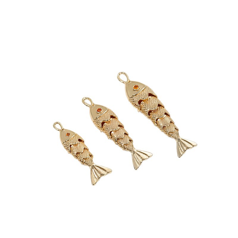 Color de retención de color paquete de 14K accesorios de joyería de bricolaje dorado peces de colores colgante de koi cuerda hecha a mano pulsera de perlas accesorios materiales