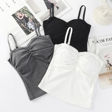 一体式固定杯长款美背裹胸抹胸棉质打底防走光无钢圈吊带背心内衣