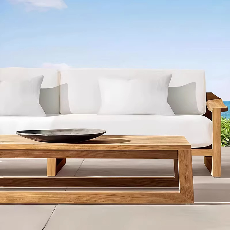 Sofá al aire libre patio al aire libre viejo combinación terraza al aire libre muebles de teca madera anticorrosión ocio sofá silla de madera maciza