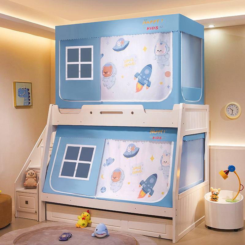 2024 New Children's Mother Bed Trapezoidal Upper and Lower Bed Home Bed 1.5m Upper and Lower Bed Mosquito Net High and Low Children's Bed