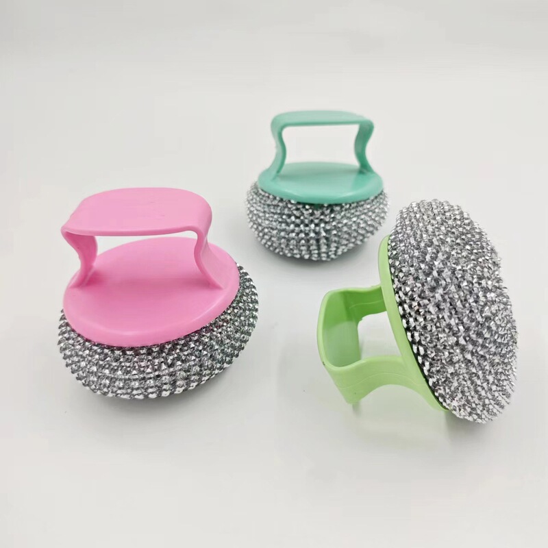 Enlarged Short-Handled Pot Washing Brush, Silver Wire Cleaning Ball, 20 Pieces Per Pack, Yunnan One Yuan, Two Yuan Small Commodities Wholesale