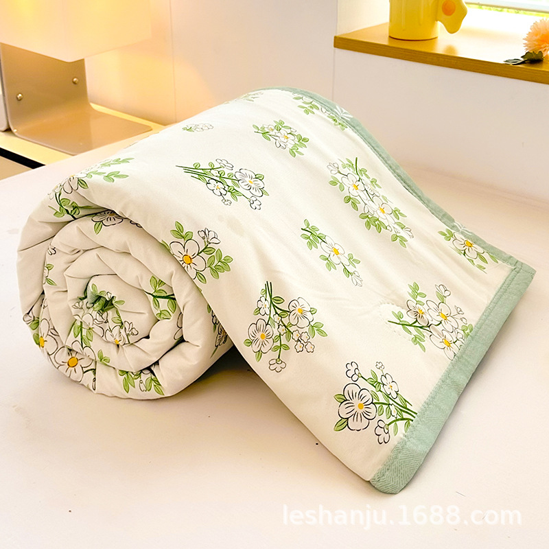 Suministro de 2025 nueva colcha de verano doble fresca pequeña, lavable a máquina, colcha de aire acondicionado para niños floral de algodón lavado, fresco de verano en casa
