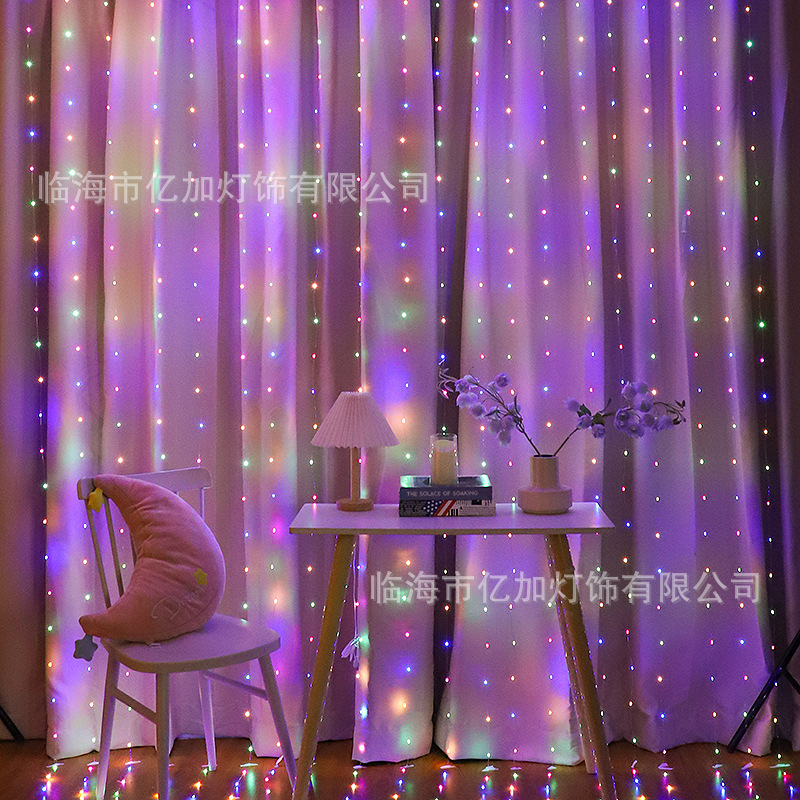 En stock control remoto USB 3*3 lámpara de alambre de cobre 300led cortina de luz Cadena de hielo tira de luz Navidad boda Festival luces de colores al por mayor