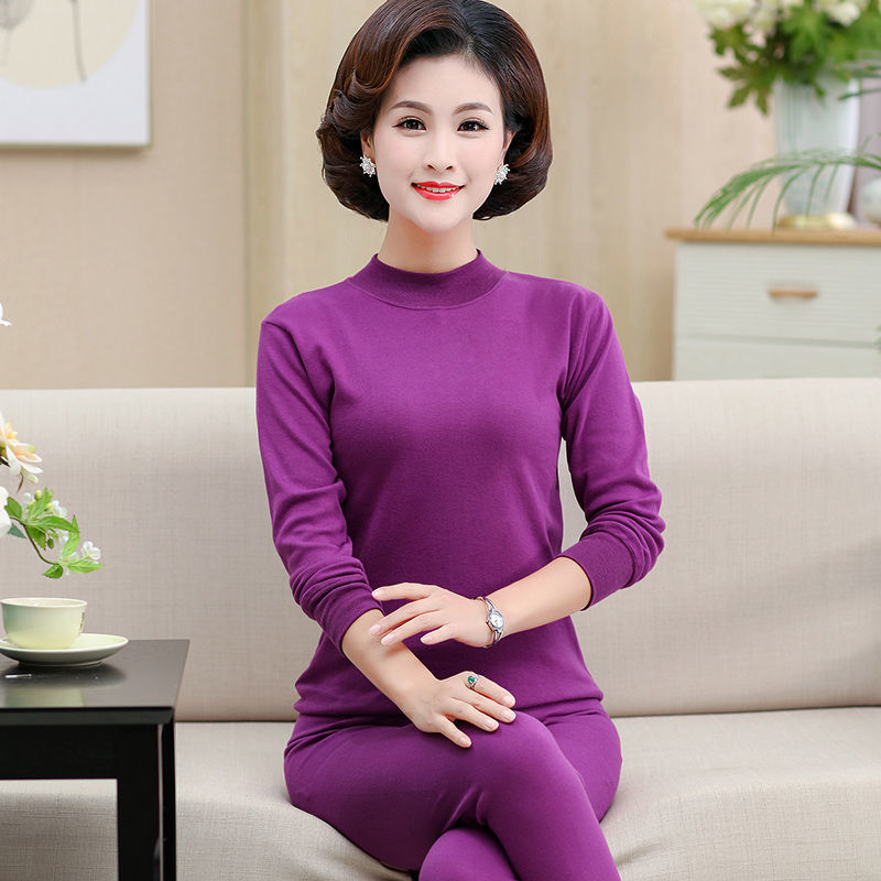 중년 여성의 새 가을 옷과 가을 바지 여성의 새 양복 보온 속옷 얇은 봄 여름 스웨터 겨울 어머니의 스웨터와 바지