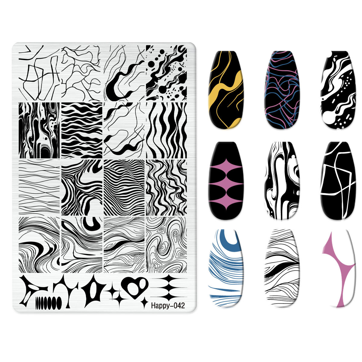 Xiaohongshu's Popular Jingtian Nail Art Stamping Plate Kt Cat Nail Art Bow Cartoon Line Frosted Stamping Plate