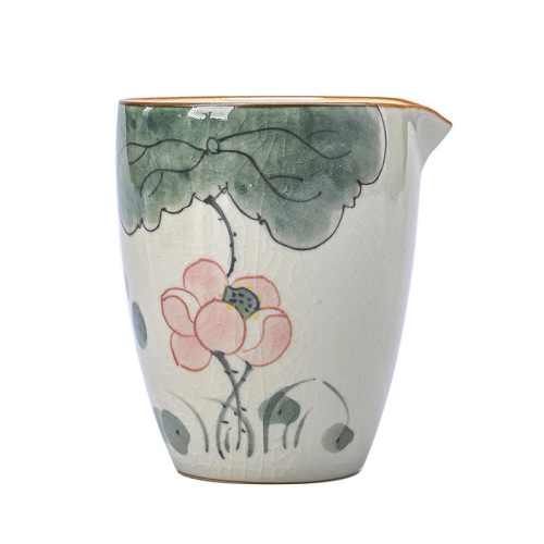 Large underglaze hand-painted Ge Kiln fair cup ice crack glaze ceramic male cup tea sea tea divider Kung Fu tea set accessories