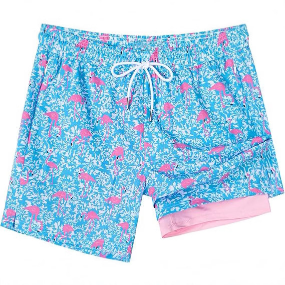 Men's Swim Trunks with Compression Lining Swim Shorts Quick Dry Swimsuit Swimsuit Zipper Pocket Beach Trunks