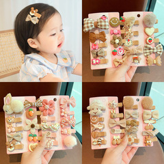 寶寶髮夾嬰兒可愛不傷發冬季新款頭飾蝴蝶結毛球全包布小童女髮飾