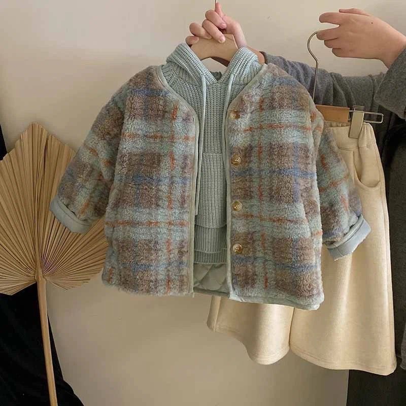 女童秋冬款棉衣三件套2025新款女宝宝棉服外套加厚针织毛衣加耐用|undefined